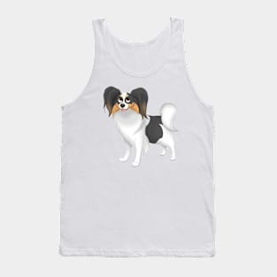 White, Black & Tan Papillon Dog Tank Top